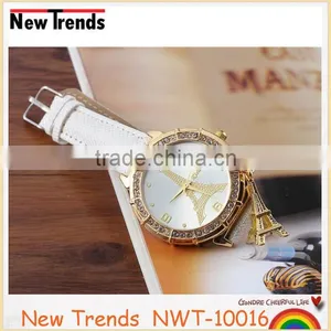 2015 Classical Eiffel Tower Pendant Colorful Leather Wrist Watch thumbnail-3