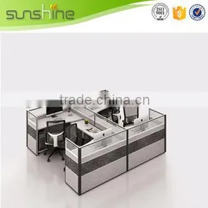 Sunshine Aluminum Partition Office Cubicle Workstation With Three Drawers Steel Leg Support thumbnail-4