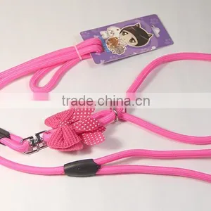 MegiPet Hot Pink Pet Dog Collar Suede Leather Leash Bowknot Adjustable Puppy Cat thumbnail-3