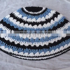 Jewish Mens Hats Knit Kippah / Kippah, Skull Cap, Kipot, Kippot, / Cotton Handmade Embroidery Hat Kippah thumbnail-1