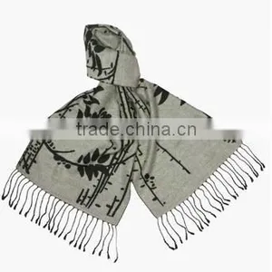 Reversible Willow Tree and Flower Branch Silky Cashmere-Feel Long Scarf thumbnail-1