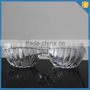 2 Section Divided Appetizer Tray Serving Platter Glass Candy Dish High Quality thumbnail-2