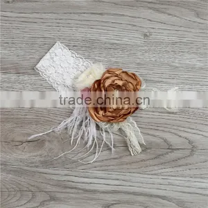Latest Fashion Cute White and Brown Flower Hairbands Fancy Baby Girl Kids Bulk Hair Accessories thumbnail-1