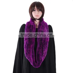 Rex Rabbit Knitted Fur Scarf Winter Fur Scarf Hand Knit Fur Scarf KZ160045 Quality Choice thumbnail-2