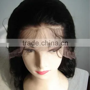 16inch Body Wave Natural Black Brazilian Virgin Human Hair Full Lace Wigs Swiss Lace Silk Base OEM Professional Factory Price thumbnail-1