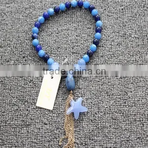 Factory Direct Bead Acrylic Necklace Fashion Blue Color Acrylic Statement Necklace thumbnail-1