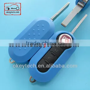 3 Button Shell Key Fiat 500 Cover Remote Key Cover Deep Blue SIP22 Blade for Fiat 500 Key thumbnail-1