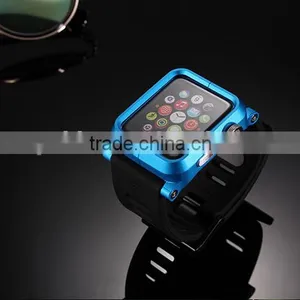 2016 Hot New Products for Apple Watch Silicone Band Wristband Strap With Aluminum Metal Case Cover thumbnail-1