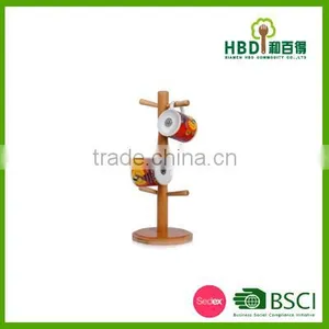 Wooden Cup Tree Holder With Round Stand Wholesale thumbnail-1