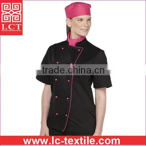 Wholesale Fashionale Design Short-Sleeved Ladies Women Chef Coat With Double Breasted(LCTU0014) thumbnail-1