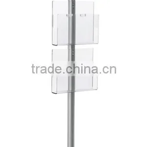 Church Pulpit Designs Acrylic Podium for Floor, Aluminum Pole & Base, 6 Brochure Pockets - Clear & Silver thumbnail-2