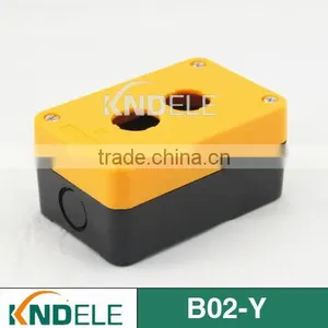 Push Button Plastic Remote Station Electric Power Controller Box Two Hole Yellow and Black B02-Y thumbnail-1