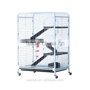Pawhut 37" 4 Level White Indoor Metal Small Animal Cage Hutch thumbnail-2