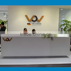 Modern Style Solid Surface Reception Desk, White Glossy Bank Front Desk thumbnail-6
