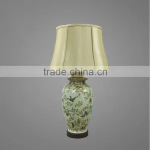 Metal Base In Black Finish Ceramic Body In Nice Printing With Fabric Lampshade Decorative Table Lamp Bedside Table Lamp thumbnail-1