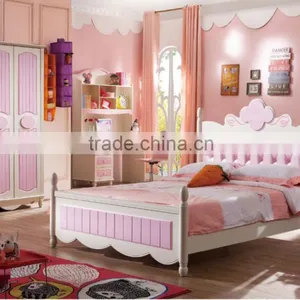 Mediterranean Style Pink Princess Wooden Bedroom Set thumbnail-1