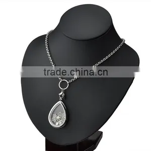 Silver Tear Drop Lockets Living Glass Floating Locket With Crystal Pendant thumbnail-3