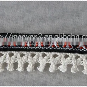 Hot Selling Elegant Jacquard Cotton Tassel Trim, Chemical Cord Trim With Jacquard Fringe for Clothes thumbnail-6