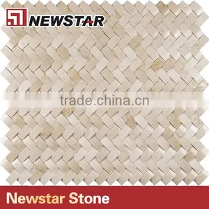 Newstar Herringbone 3d Cambered Crema Marfil Polished Tile Mosaic thumbnail-4