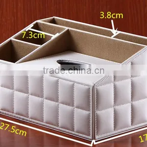 Quality PU Leather Multifunctional Desktop Storage Tissue Box thumbnail-2