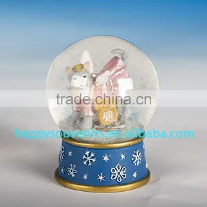 Cute Dog Animal Glass Snow Globe With Polyresin Base Gift Snow Globe Diameter 45mm thumbnail-2