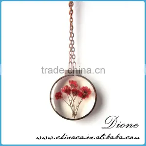 Low MOQ Resin Real Flower Necklace Herbarium Pendant thumbnail-4