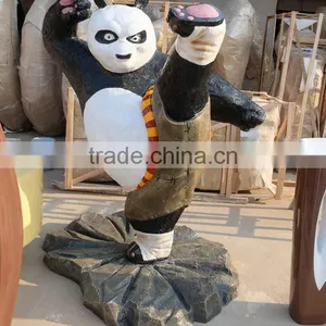 Outdoor Fiberglass Strong Panda Mascot Figure thumbnail-4