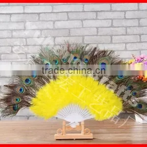 Colorful Plastic Peacock Feather Hand Fan thumbnail-4