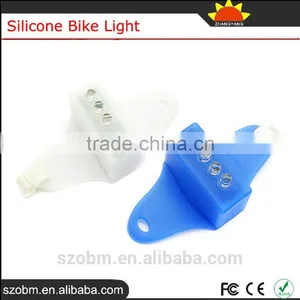 Super Bright 3 Led White Blue Lights Front Rear Silicone Bike Light Bicycle Tail Light thumbnail-3