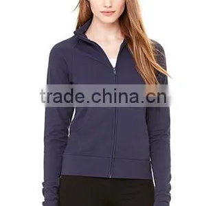 Custom Jacket Manufacturers Women's Long Raglan Sleeves Zipper Cotton Spandex Jacket thumbnail-4
