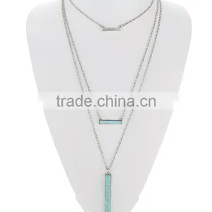 Elegant Turquoise Material Multilevel Silver Necklace thumbnail-1