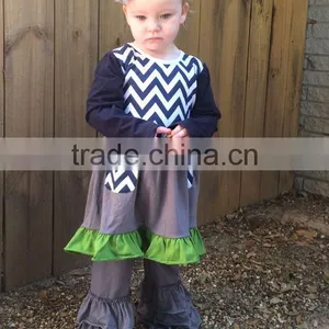 2016 New Fashion Childs Blank Shirt Ruffle Baby Girls Ruffle Long Sleeve t Shirt Girls Ruffle Pant Set thumbnail-1