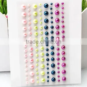 Wholesale Craft Gem Stickers Custom Design Pearl Sticker Rhinestone With Glue Sticker thumbnail-1