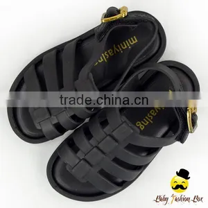 Fancy Kids Plain Black Soft Silicone Gladiator Wear Resistant Baby Boy Summer Flattie Casual Snadals Shoes thumbnail-5
