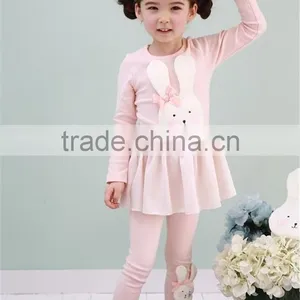Girls Easter Cotton Outfit, Kids Easter Bunny Cloth Set, Spring/autumn Kids Cotton Suit Joker Rabbit Skirt &leggings 2pcs Suit thumbnail-2