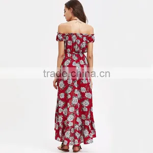 Scarlet 2017 Irregular Hem and Off-shoulder Chiffon Ladies Long Dress thumbnail-5