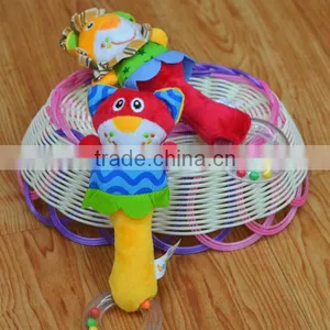 Cute Animal Rattle Insert Baby Educational Plush Toys With Ring in Colorful Beans thumbnail-2