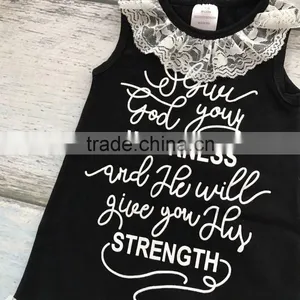 New Baby Girls Clothing Black Cotton Knee-length Straight Boutique His Strength Lace Dress Weakness With Match Accessories thumbnail-3