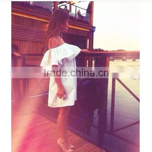 Ladies Fashion Half Shoulder-off Dresses Lady's Short Butterfly Sleeve Dress for Wholesale 2017 thumbnail-4