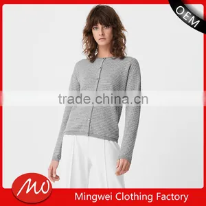 Womens Open Front Wool Custom Button up Cardigan Bamboo Sweater With Wholesale Price thumbnail-1