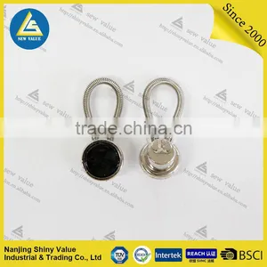 Removable Metal Button Collar Extenders With Spring for Shirts/jeans/trousers With Black Crystal Mounted thumbnail-4