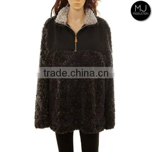 Plus Size Women Clothing Youth Quarter Zip Knitted Sherpa Fleece True Grit Frosted Pullover Sweater Sports Winter Jacket thumbnail-4