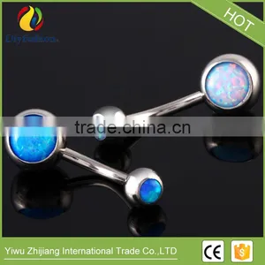 Elegant Navel Ring Belly Ring With Two Opal Balls Body Piercing Jewelry thumbnail-4