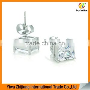 2017 New Fashion Inlay Zircon Platinum Plating Set Auger Square Earrings thumbnail-2