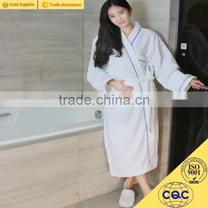 White Customized Logo Terry Velour Adult Bath Robe Use for Hotel thumbnail-1
