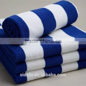 Hot Sell White And Blue Cotton Stripe Custom Beach Towel thumbnail-1