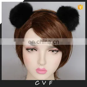 8cm Real Rabbit Fur Ball Hairband for Girl Lady Fashion Handmade Fur Accessories thumbnail-1