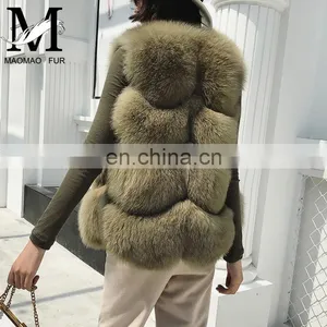 2017 Women Fox Fur Vest Winter Long Vest Real Fur Coat Vest Price Waistcoat thumbnail-1