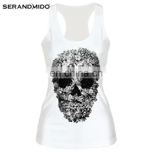Hot Selling 3D Printing Wholesale Sexy Skull Women Tank Top thumbnail-1