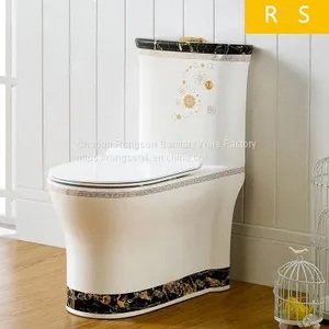 Bathroom Ceramic Golden New Design Luxury Modern Sanitary Ware wc Top Dual Flush Economic One Piece Toilet Bowl thumbnail-4